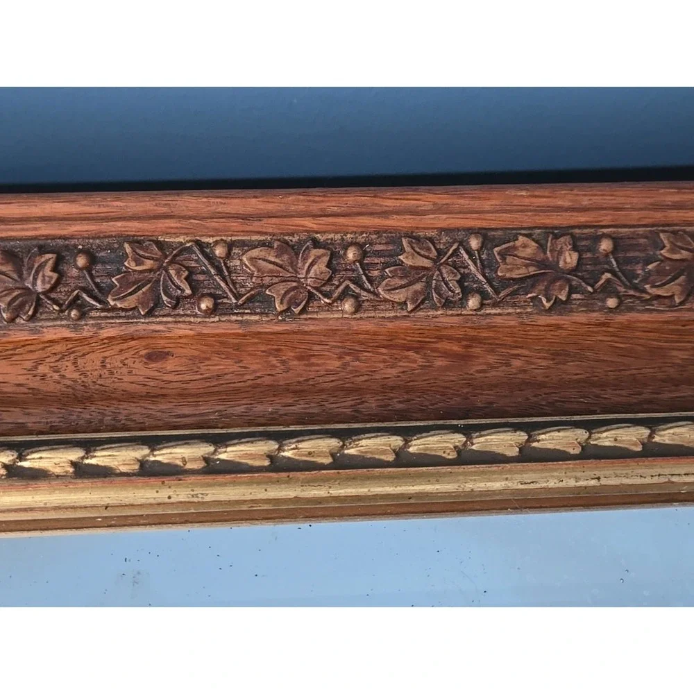 Antique Walnut Deep Ornate Frame Wall Mirror Gilded Interior Patina Age Desilver